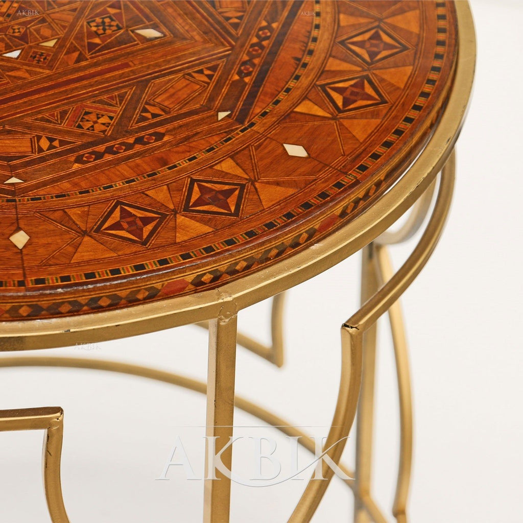 MOSAIC MARQUETRY TOP SIDE TABLE - AKBIK Furniture & Design