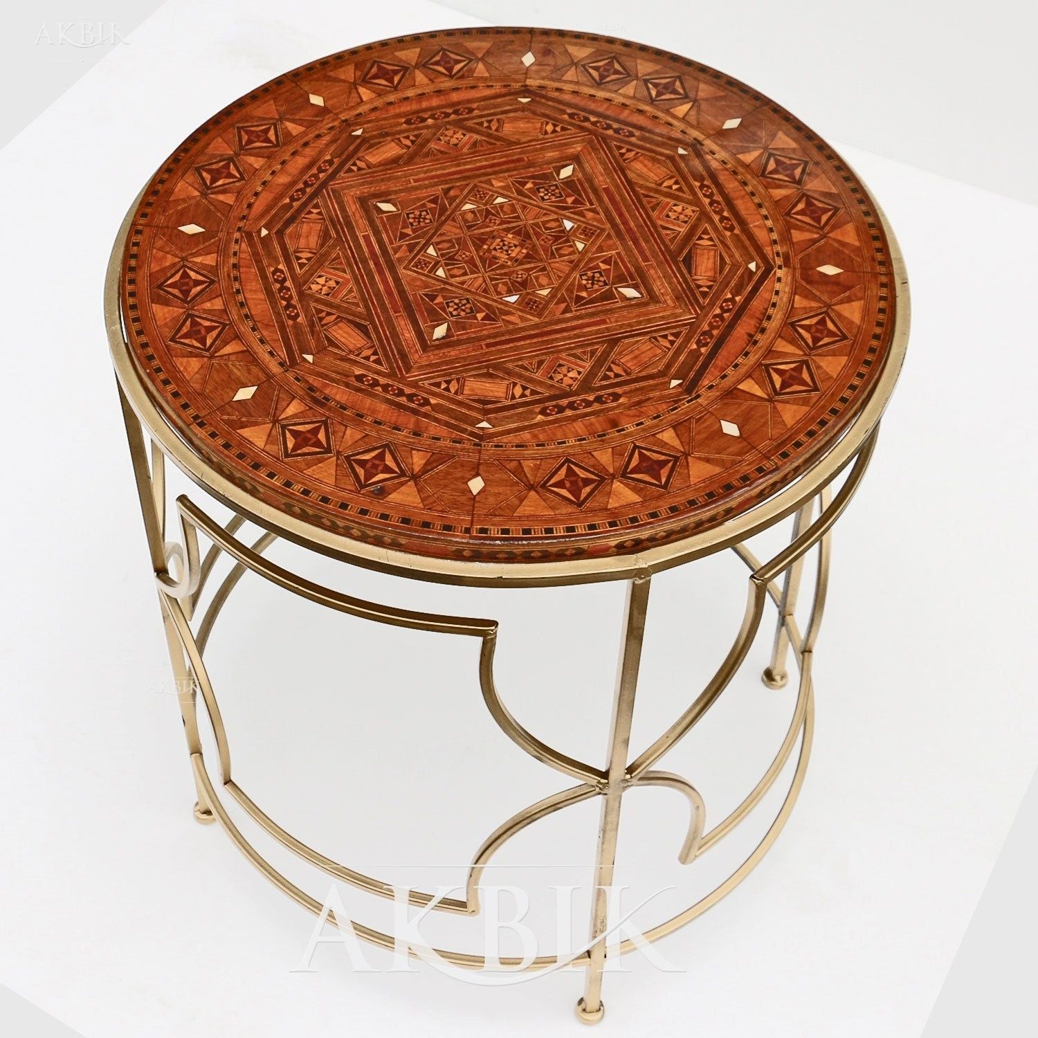 MOSAIC MARQUETRY TOP SIDE TABLE - AKBIK Furniture & Design