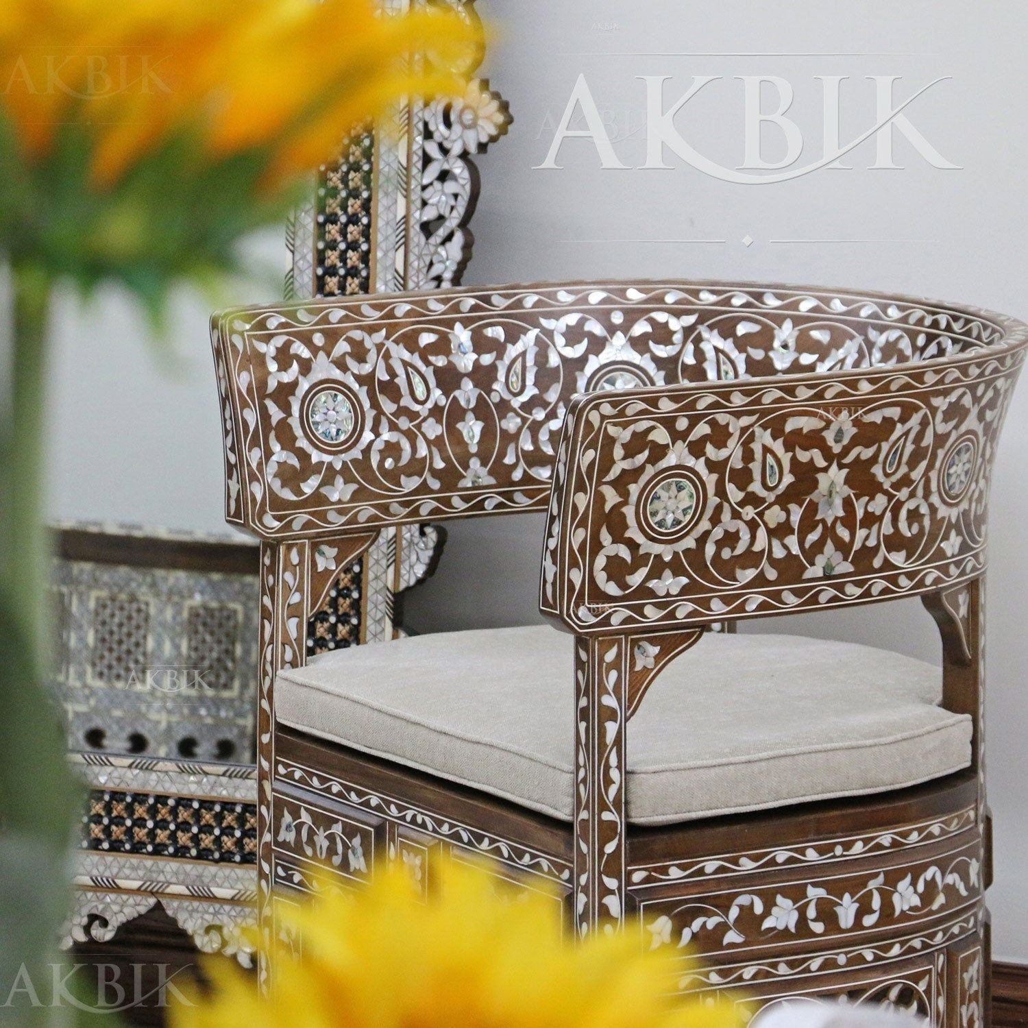 MOTHER OF PEARL CHAIR - AKBIK Furniture & Design