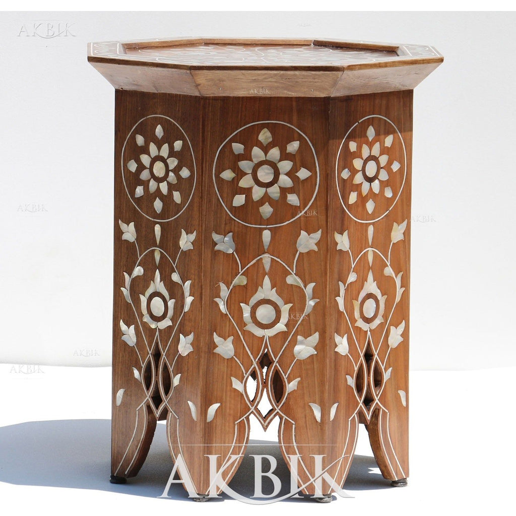 MOTHER OF PEARL INLAID SIDE TABLE - AKBIK Furniture & Design