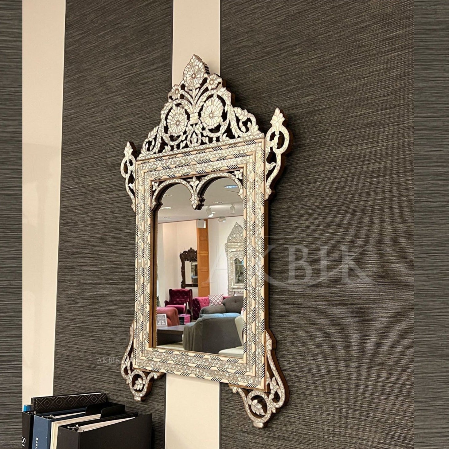 MIRROR INLAID WITH MOTHER OF PEARL - QUEEN OF SHEBA STYLE - AKBIK Furniture & Design