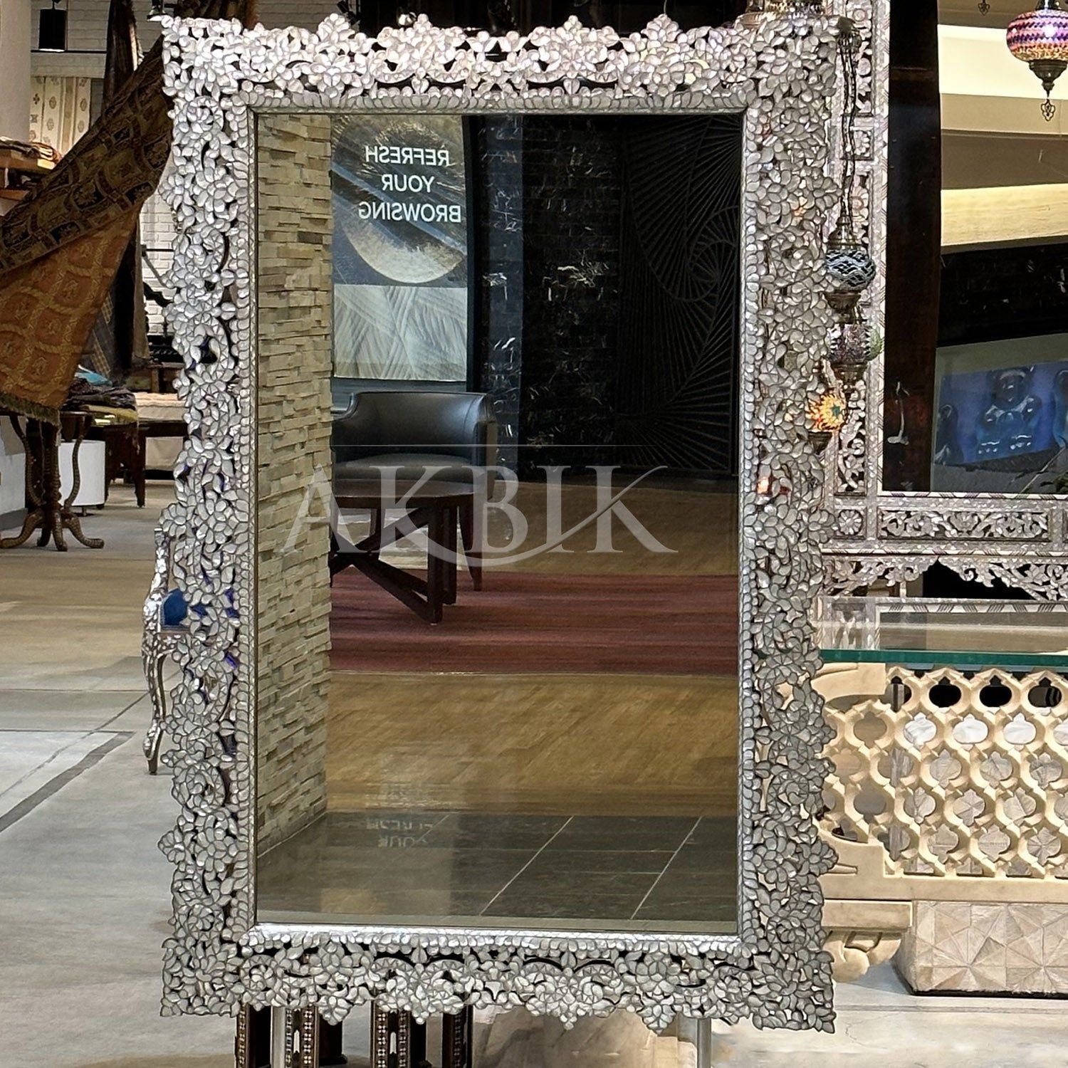 Radiant Mother of Pearls Inlaid Mirror - AKBIK Furniture & Design