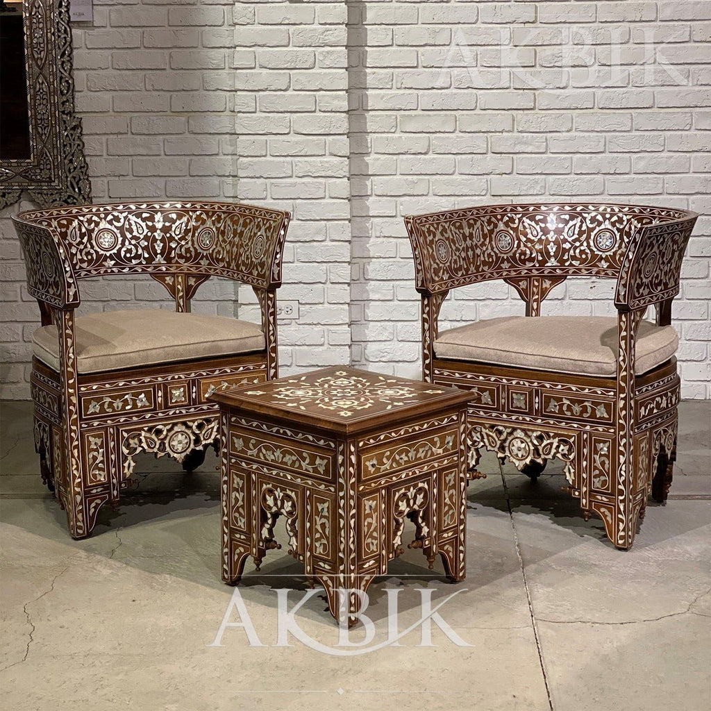 SET OF TWO CHAIRS & A SIDE TABLE - AKBIK Furniture & Design