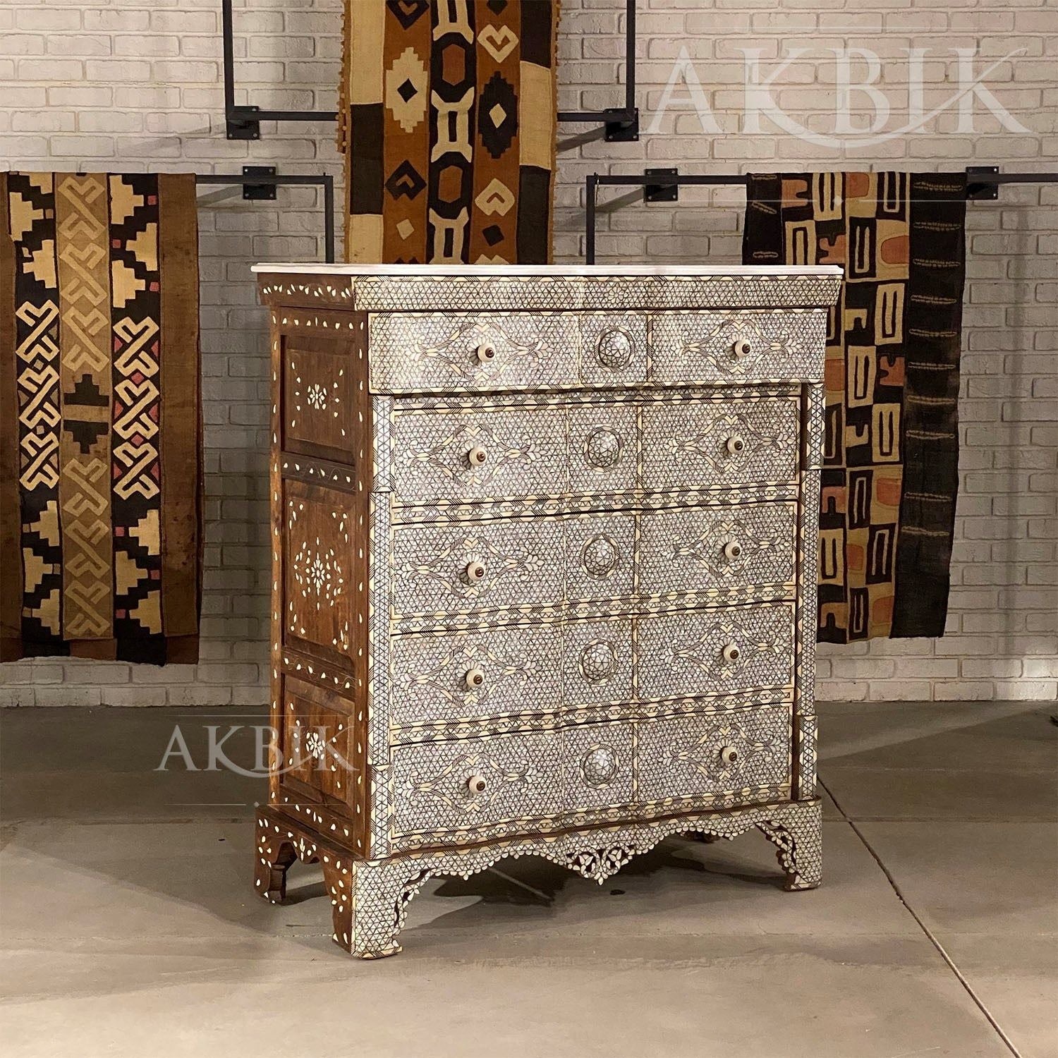 Mother of pearl chest of drawers Syrian middle easterns style - AKBIK Furniture & Design